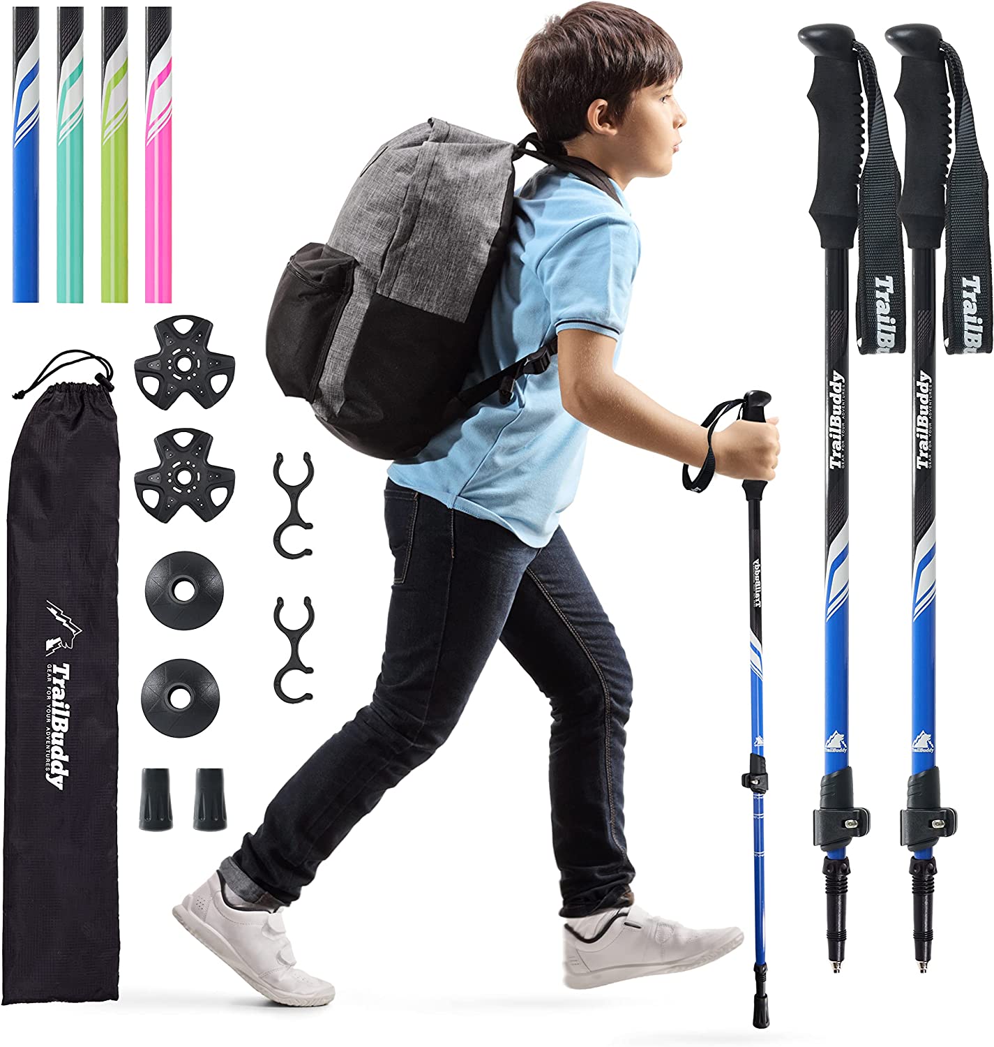 Pack of 2 Lightweight Adjustable Aluminum Hiking Poles Y7904