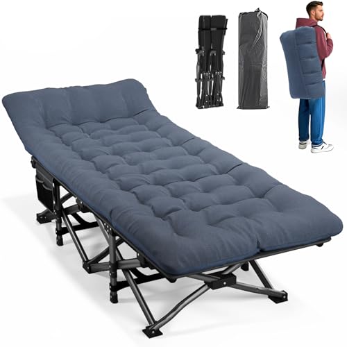 Camping Cot with Cushion Portable Folding Bed (Gray) C110
