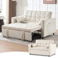 Light Grey Velvet Convertible Sleeper Sofa Couch Bed with USB T667