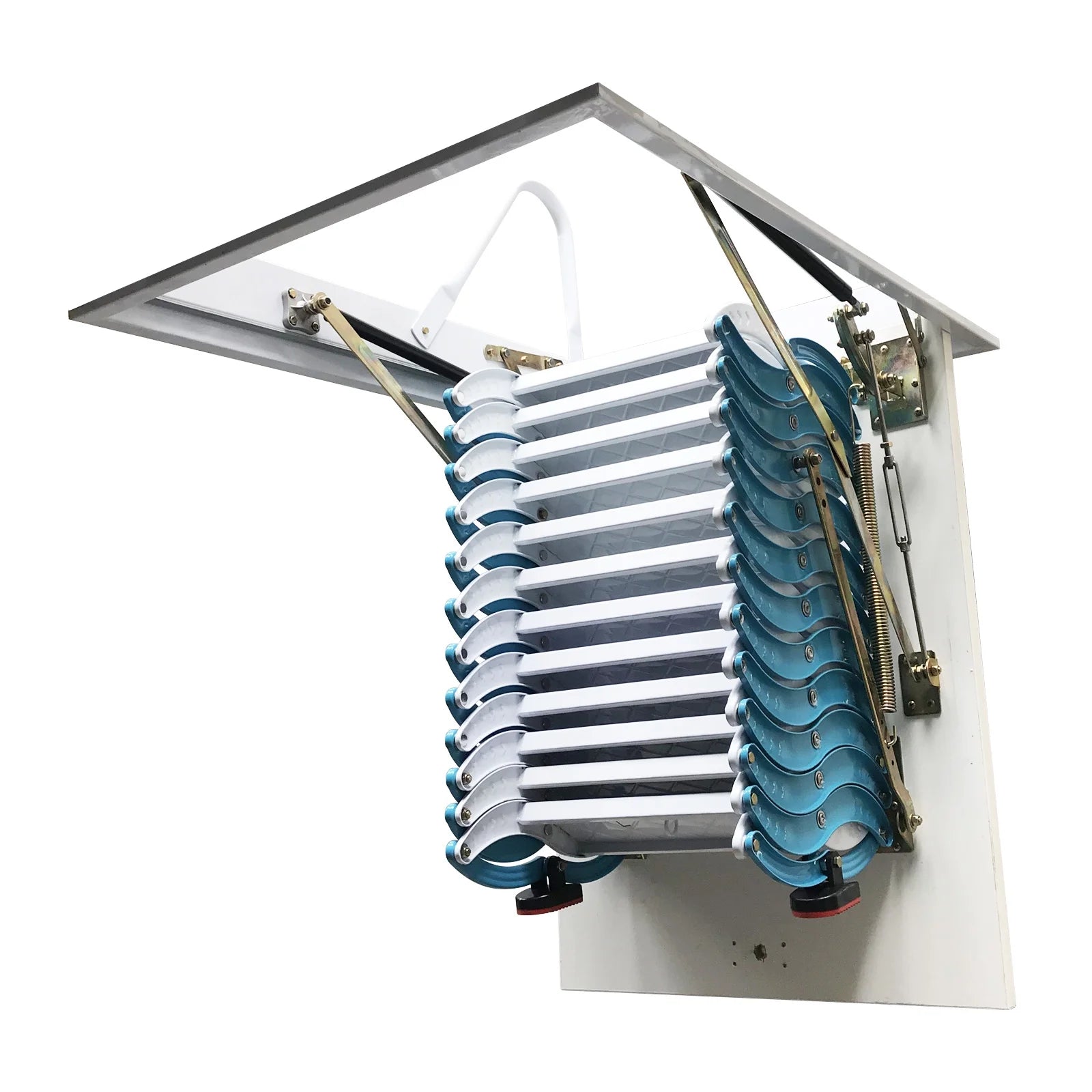 Blue-White Carbon Steel Attic Extension Ladder 9.8ft V66626