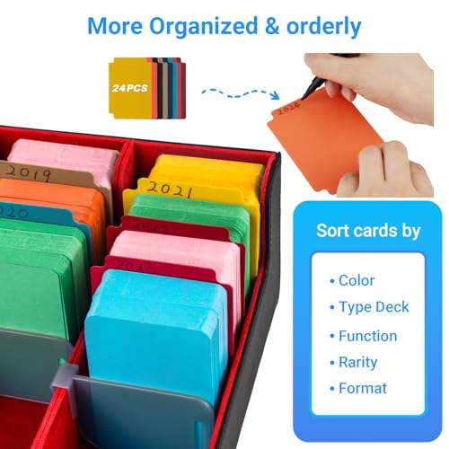 Black & Grey 4 Rows PU Leather Trading Card Case with 24 Dividers & 4 Supporters E301458