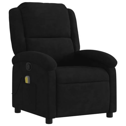 Black Velvet Massage Recliner Chair with Adjustable Footrest and Headrest X1648