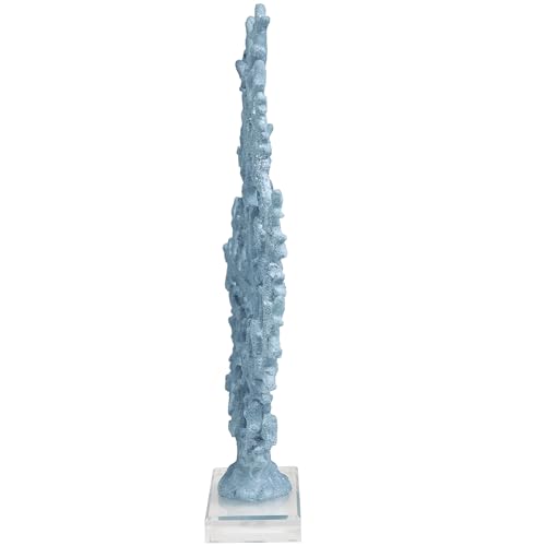 Aluminum Metal Coral Decorative Sculpture 19" x 3" x 21" Silver E657