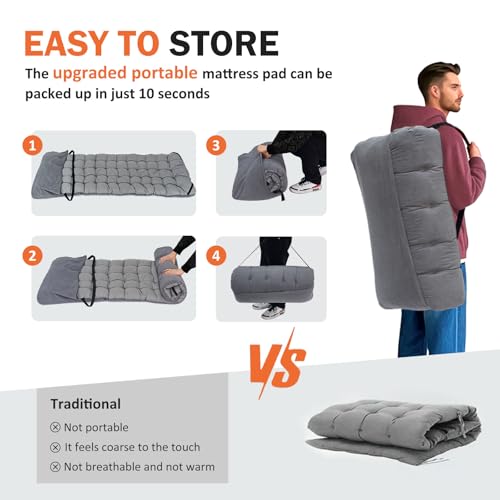 Camping Cot with Cushion Portable Folding Bed (Gray) C110
