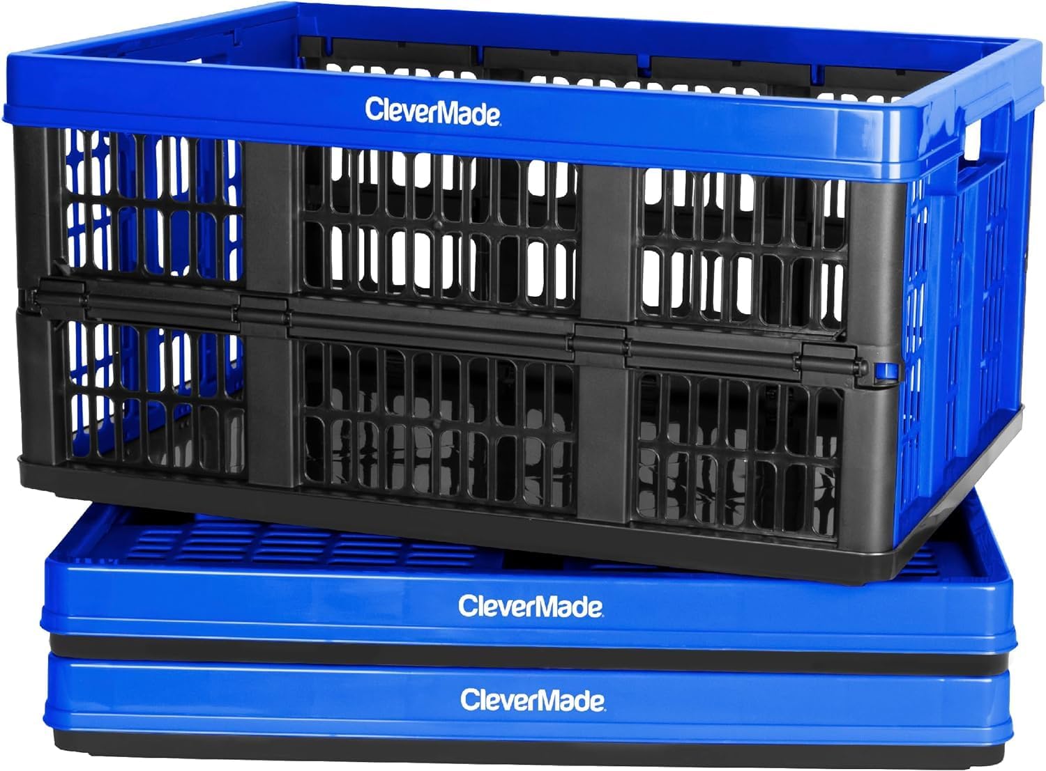 Royal Blue 3PK 45L Collapsible Plastic Storage Bins X711630