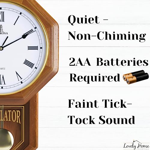 Wooden Pendulum Wall Clock Battery Operated R784