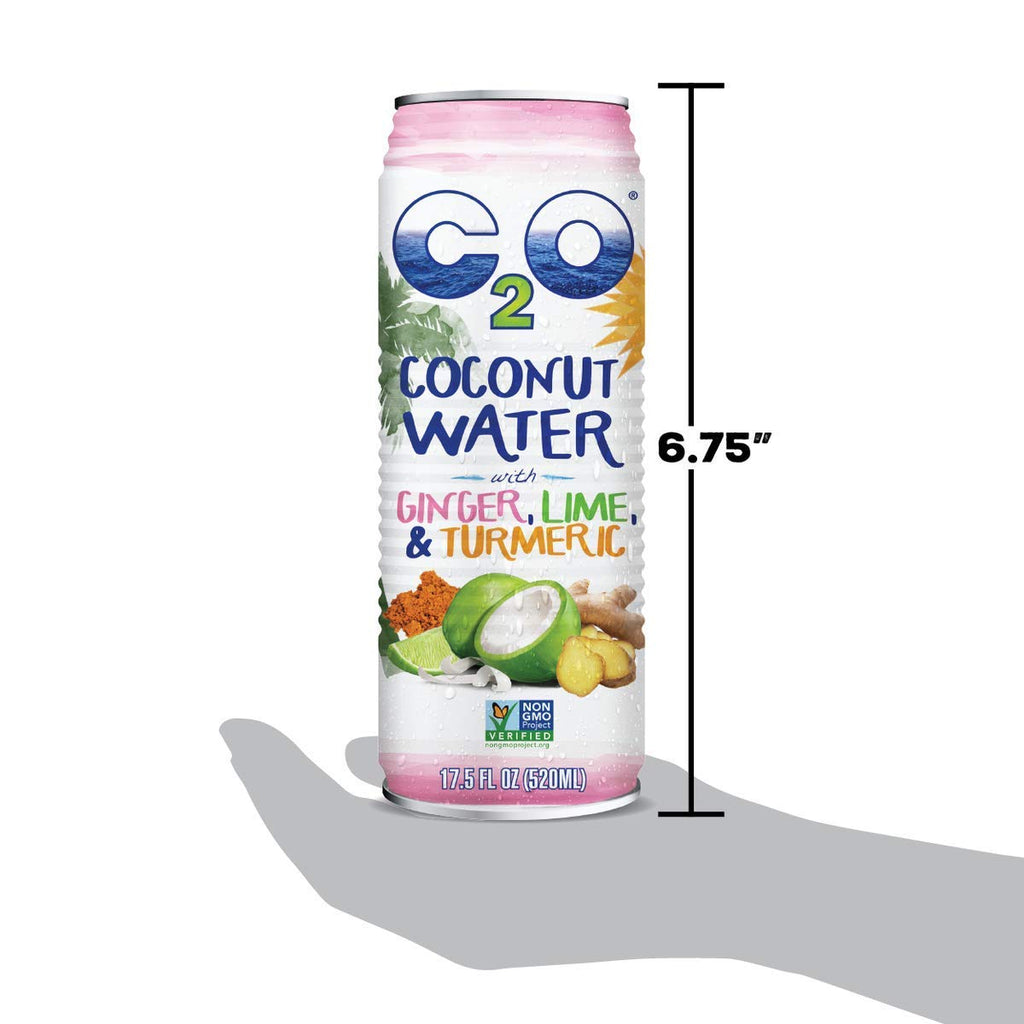 Pure Coconut Water with Ginger, Lime & Turmeric, 17.5 FL OZ (Pack of 12) S627988