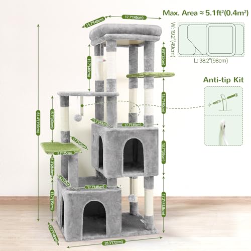 Light Grey Heavy Duty Cat Tower with Scratching Post J936999