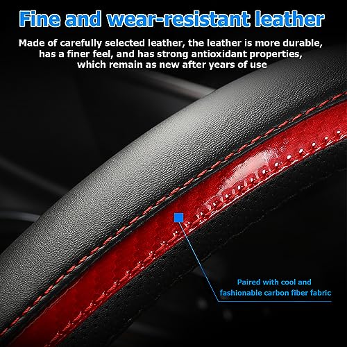 Leather Car Steering Wheel Cover, Universal 15 Inch H72178
