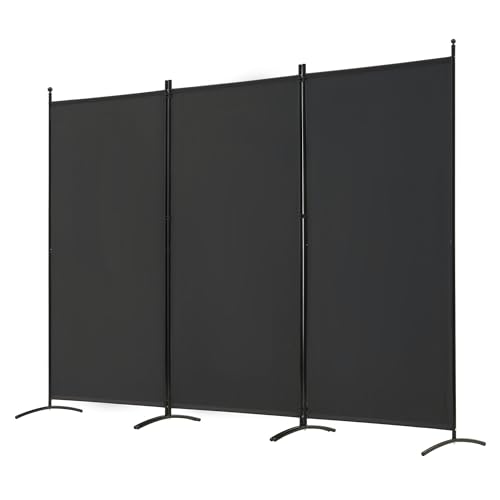 3 Panel Folding Fabric Room Divider, 102" W x 71" H (Black) R846772