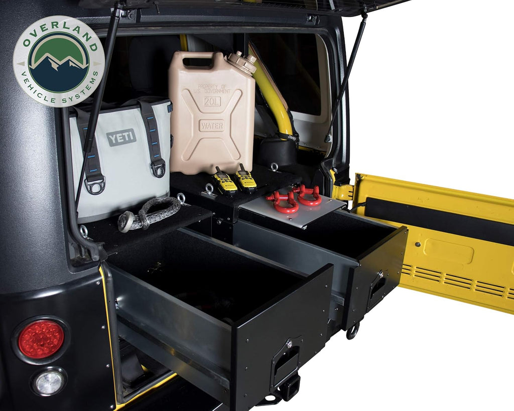 Black Powder Coat Cargo Box With Slide Out Drawer & Working Station S1052