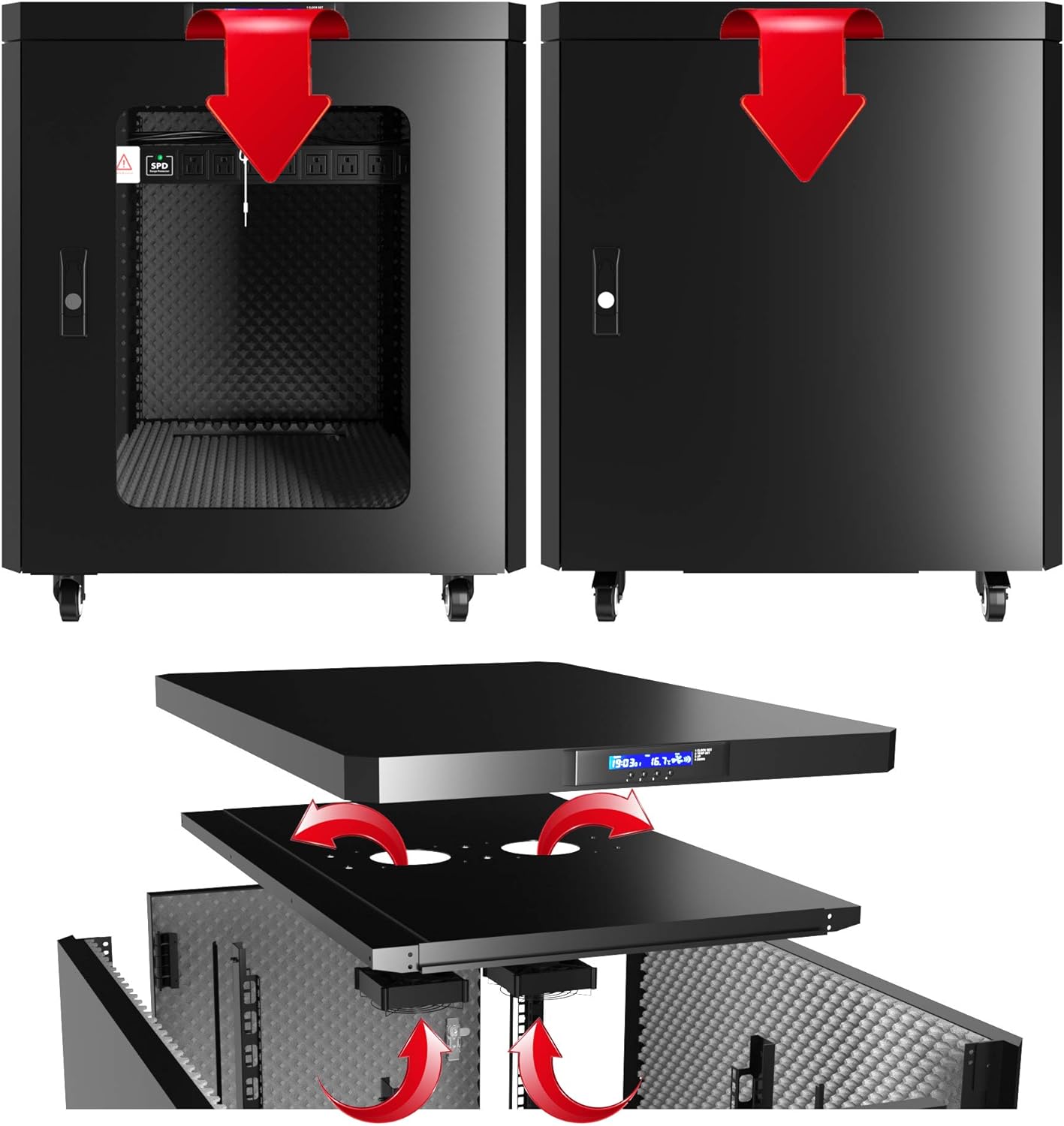12U 35 inch Depth Soundproof Server Rack Cabinet S522645