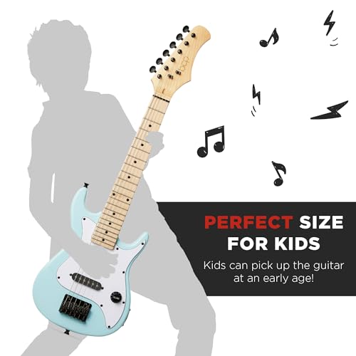 30in Kids Electric Guitar Starter Kit with 5W Amplifier, Strap, Gig Bag, Strings, Picks - Metallic Blue S30950