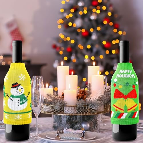 18 Pcs Christmas Knit Bottle Covers Thermocoolers for Cans Soda Beverages O455020