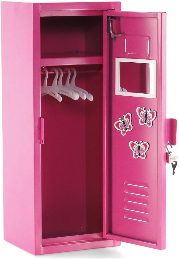 18 Inch Doll Clothes Storage with Lock, Key & 5 Hangers A7842