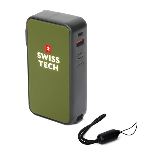 10000 mAh Portable Power Bank with Built-in Charging Cord W15890