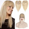 100% Real Human Hair Topper with Wispy Bangs Mono Base Crown Topper C41364