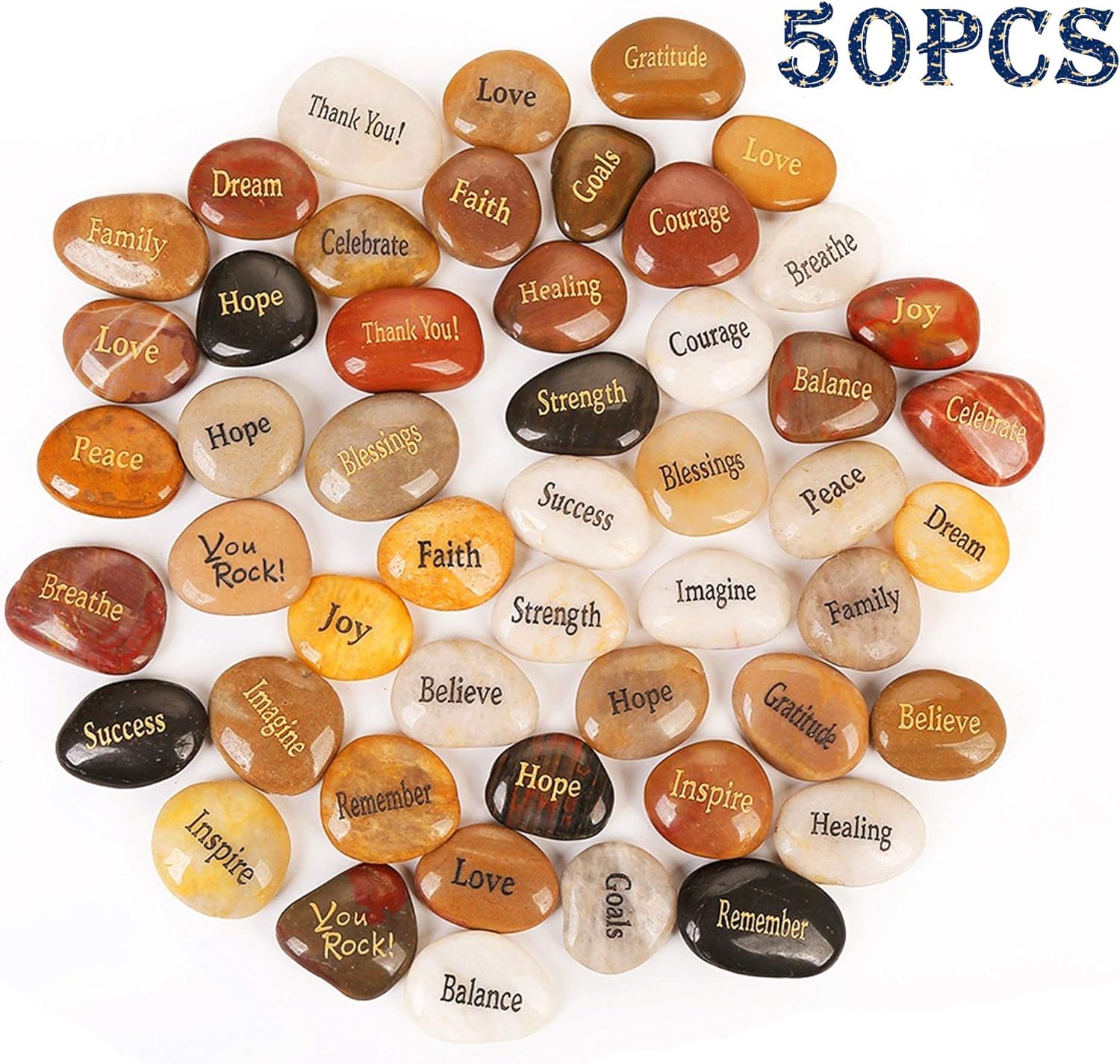 50PCS Inspirational Stones, 2"-3" each D259