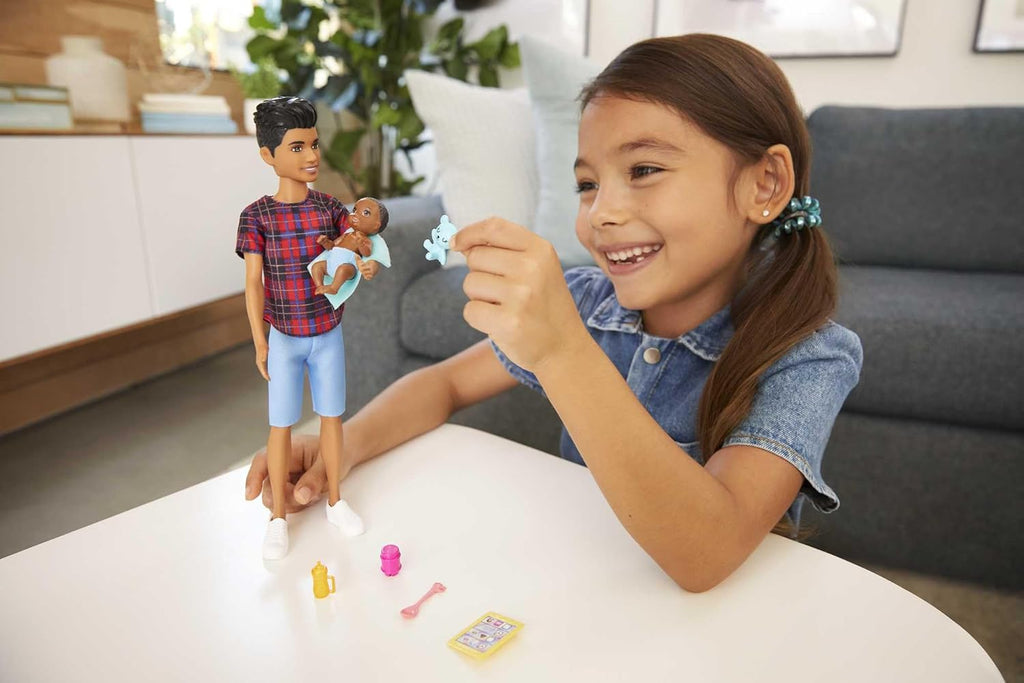 9-in Brunette Boy Doll, Baby Doll & 4 Storytelling Pieces Doll Set Q87992