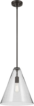 15.5" 1-Light Cone Pendant with Clear Seeded Glass in Olde Bronze S54280
