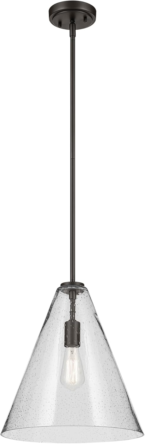 15.5" 1-Light Cone Pendant with Clear Seeded Glass in Olde Bronze S54280
