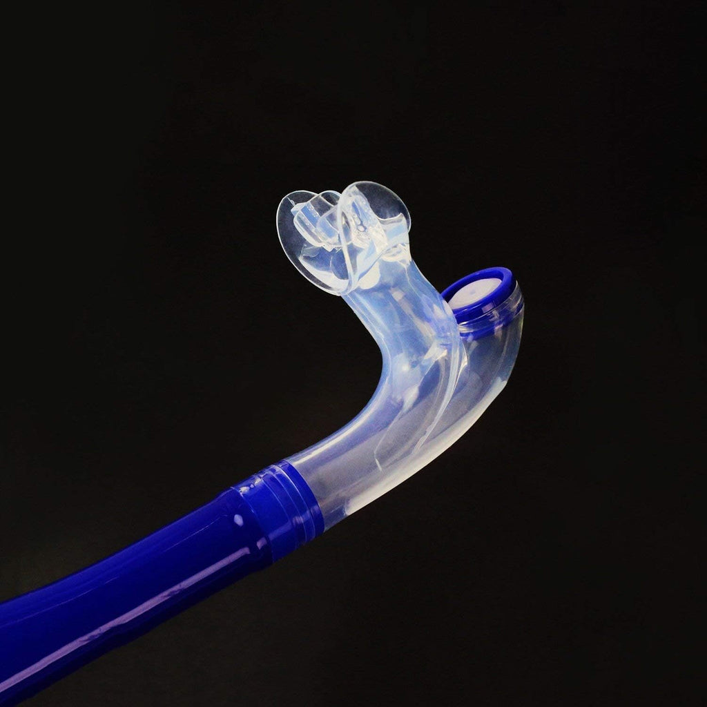 Blue Center Mount Snorkel with Silicone Mouthpiece and One-Way Purge Valve I3419