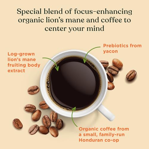 Organic Dark Roast Coffee with Lion’s Mane Mushroom Powder, 24 Count V338554