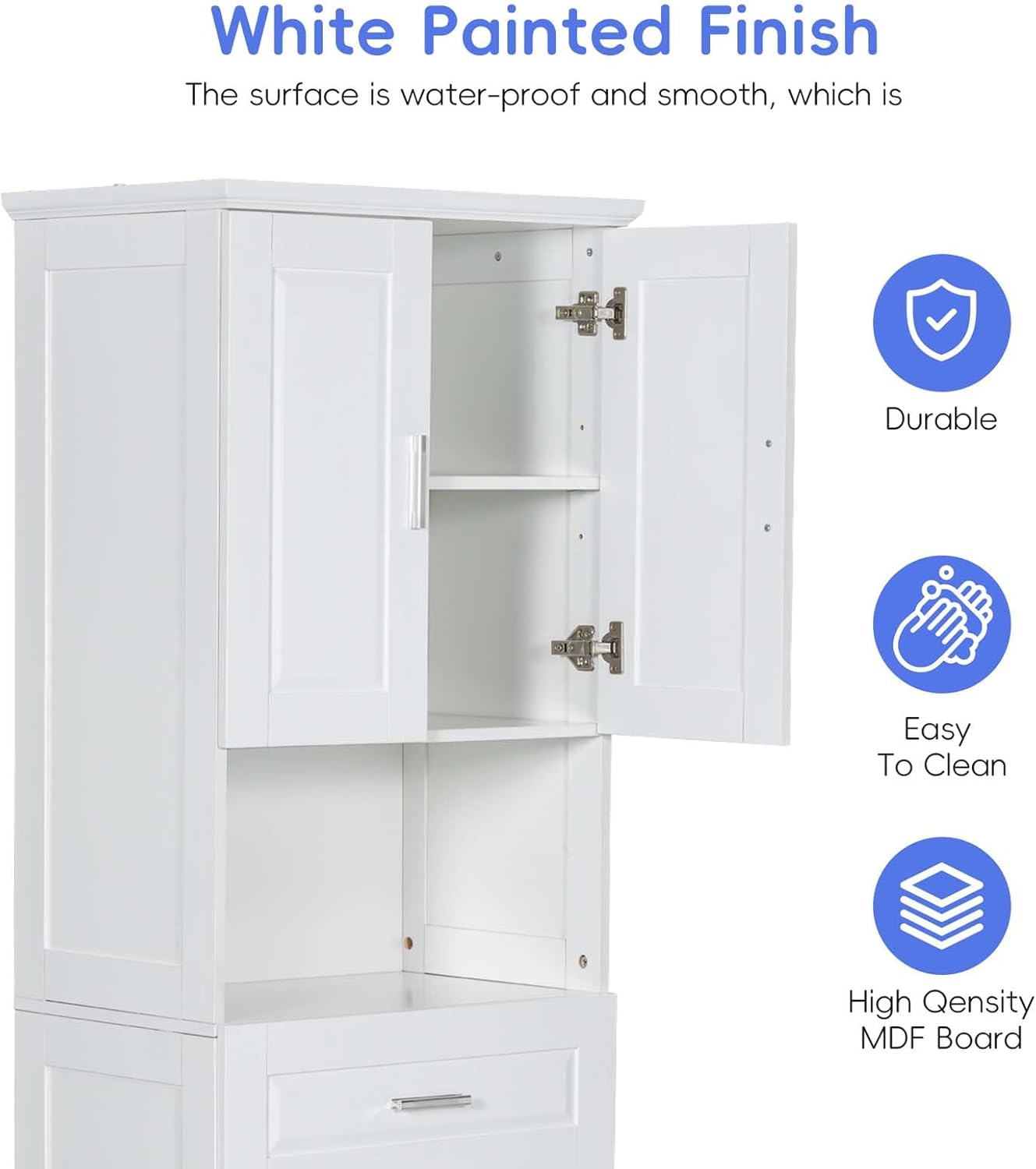 70" Tall Tilt Out Laundry Hamper Cabinet with 2 Doors and Adjustable Shelf G14631