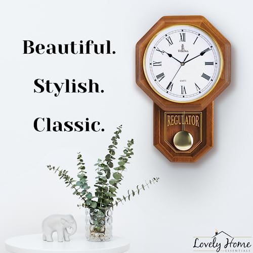 Wooden Pendulum Wall Clock Battery Operated R784