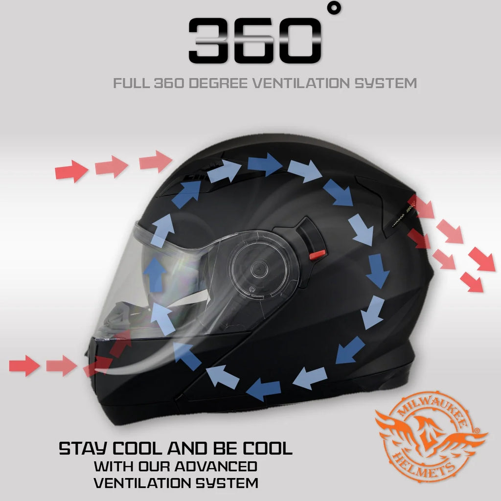 Gloss Black Motorcycle Modular Helmet with Drop Down Visor Medium I193924
