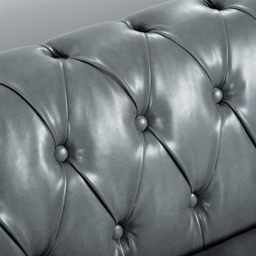 Orange 3 Seater PU Chesterfield Couch with Wooden Legs X365221
