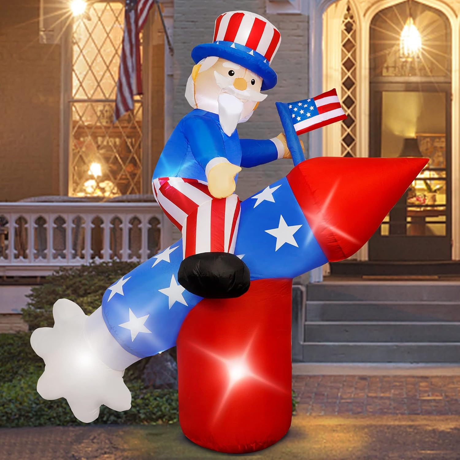5.6 FT Inflatable Uncle Sam on Rocket with LED R288928