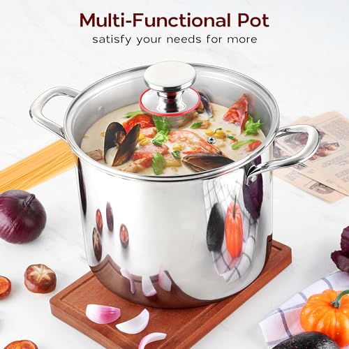 18/10 Stainless Steel 8 Quart Stock Pot with Lid Tri-Ply Induction Pot G9294