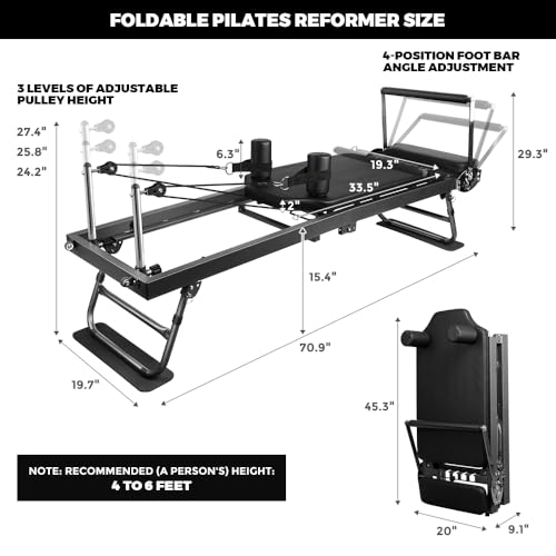 Gray Foldable Pilates Reformer R6058