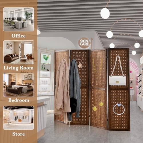 5.6Ft Wooden Pegboard Room Divider N24164