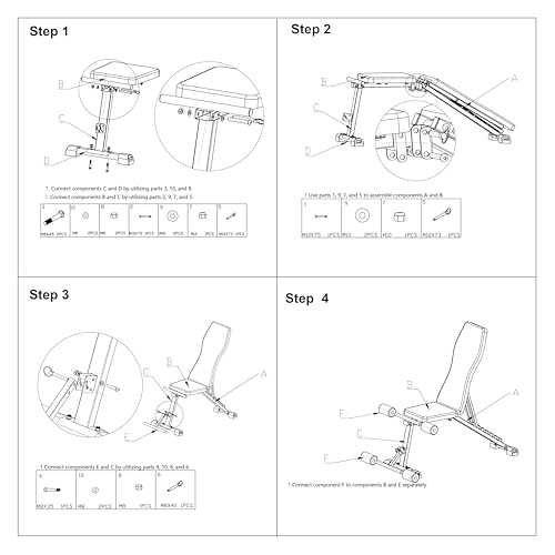 Adjustable Weight Bench 700LBS Weight Capacity W1214