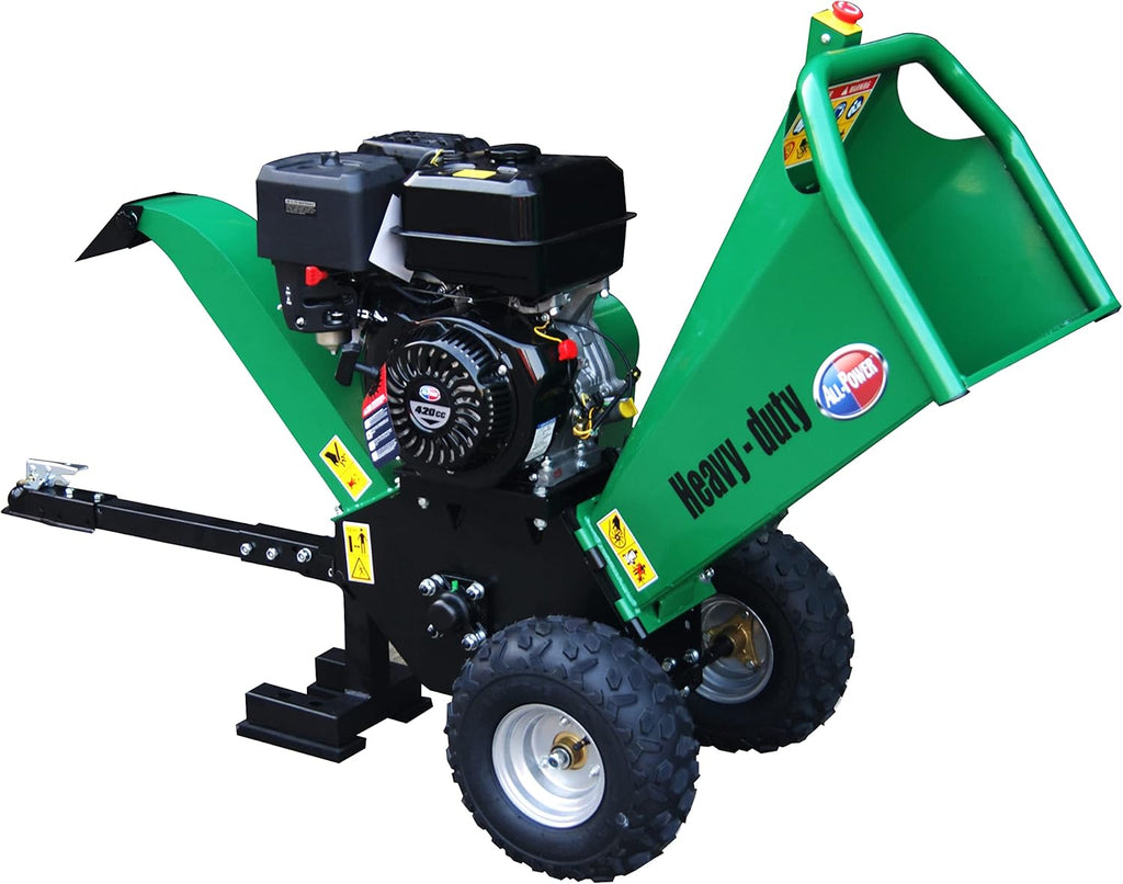 Heavy Duty Wood Chipper Shredder Mulcher, 15HP 420cc, 6 inch Cutting Capacity, Green/Black H63008