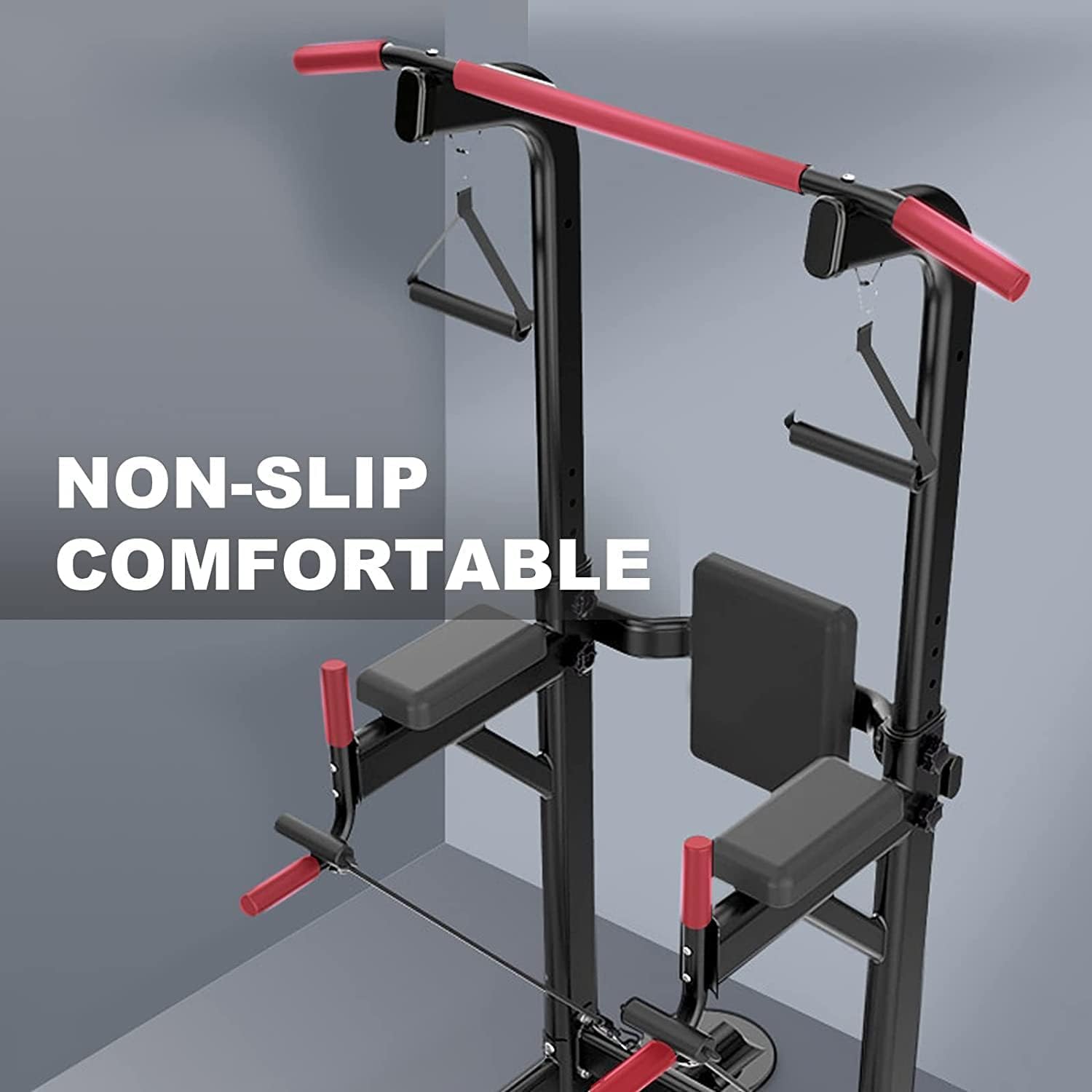 Adjustable Height Pull Up Bar Dip Station Strength Training Equipment 330LBS K592