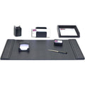 Black Leather 7-Piece Desk Set B295795