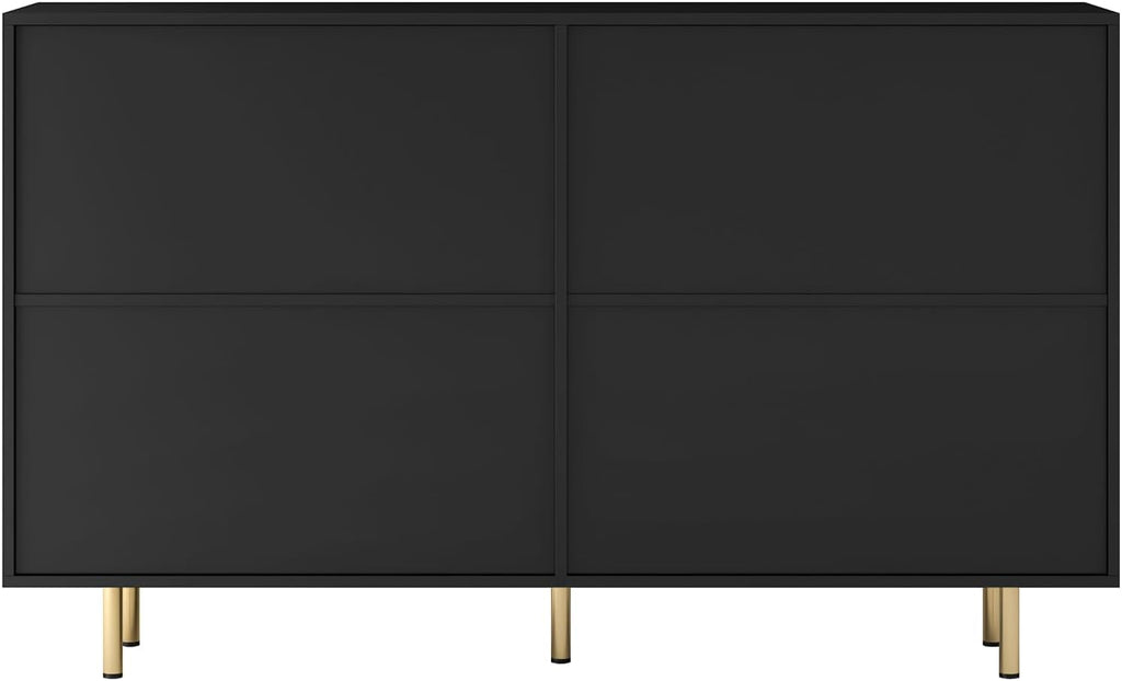 Black Storage Cabinet with 4 Doors and Adjustable Shelf Z419858