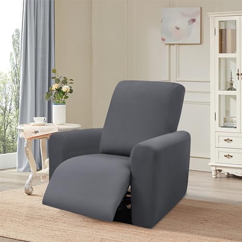 Dark Grey 3 Seat Stretch Recliner Sofa Covers 8-Pieces Non Slip Washable G534161