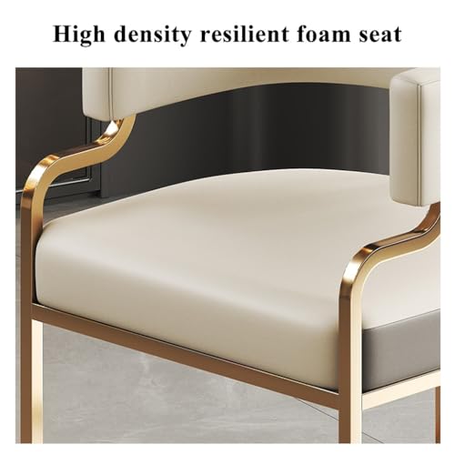 White Leather Tub Chair with Golden Metal Legs B5002