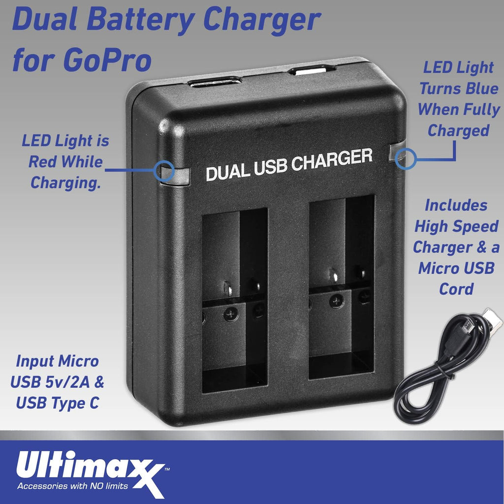 64GB Micro Extreme Memory Card, Portable Mini Metal Camera Dolly, Replacement Battery (1720 mAh), Dual Battery Pack Charger (17pc Bundle) S1373