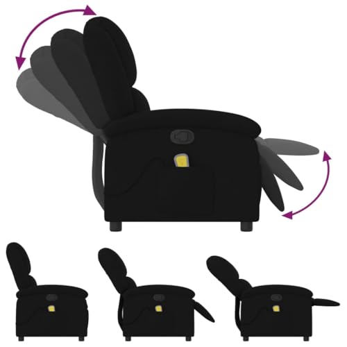 Black Velvet Massage Recliner Chair with Adjustable Footrest and Headrest X1648