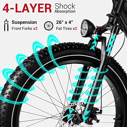 750W 48V 17.5Ah Battery 26"x4" Fat Tire Electric Bike Q52347