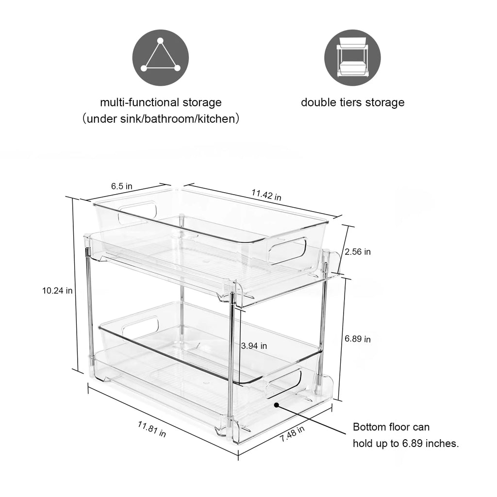 Clear 2-Tier Under Sink Pull-Out Drawer C532
