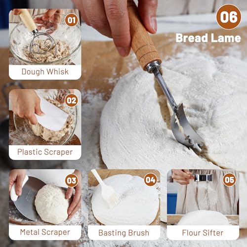 9.5 Inch Round & 10.5 Inch Oval Foldable Sourdough Bread Proofing Basket with Linen Liner S6003
