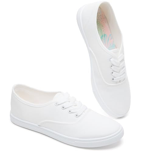 White Low Top Canvas Sneakers Z683