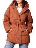 Women's Hooded Wrap Puffer Coat with Belt F731