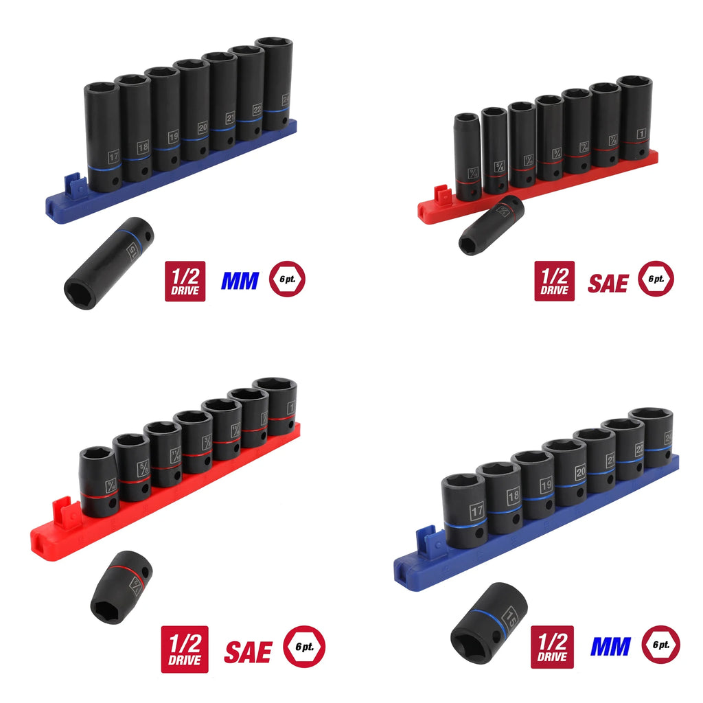9-Piece 1/2 inch Deep and Standard Drive Impact Socket Set M5662